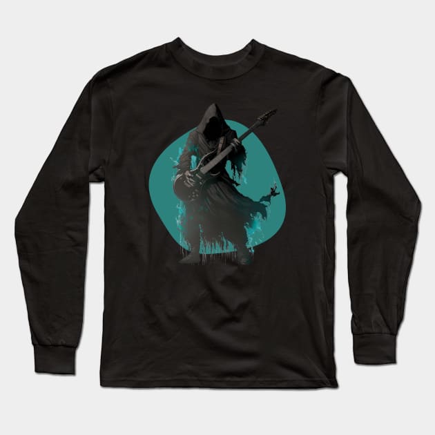 Metal Wraith - A wraith playing guitar - Fantasy Long Sleeve T-Shirt by Fenay-Designs